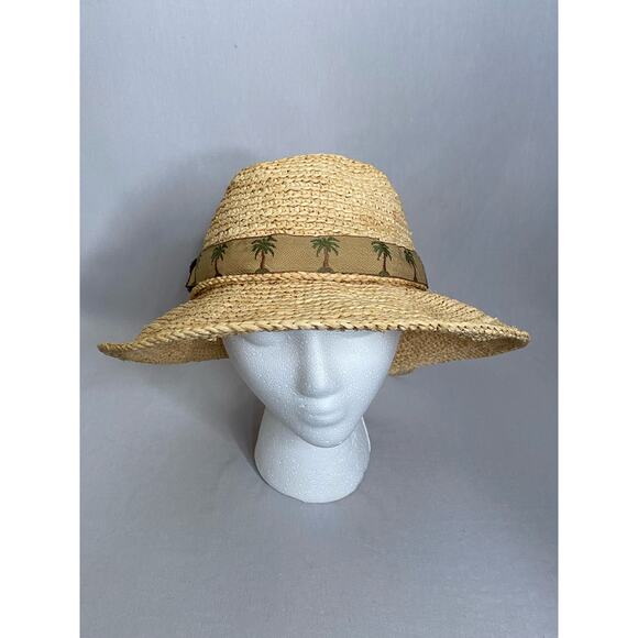 Scala Collezione Ruffia Straw Sun Hat Palm Tree Band - Picture 6 of 14